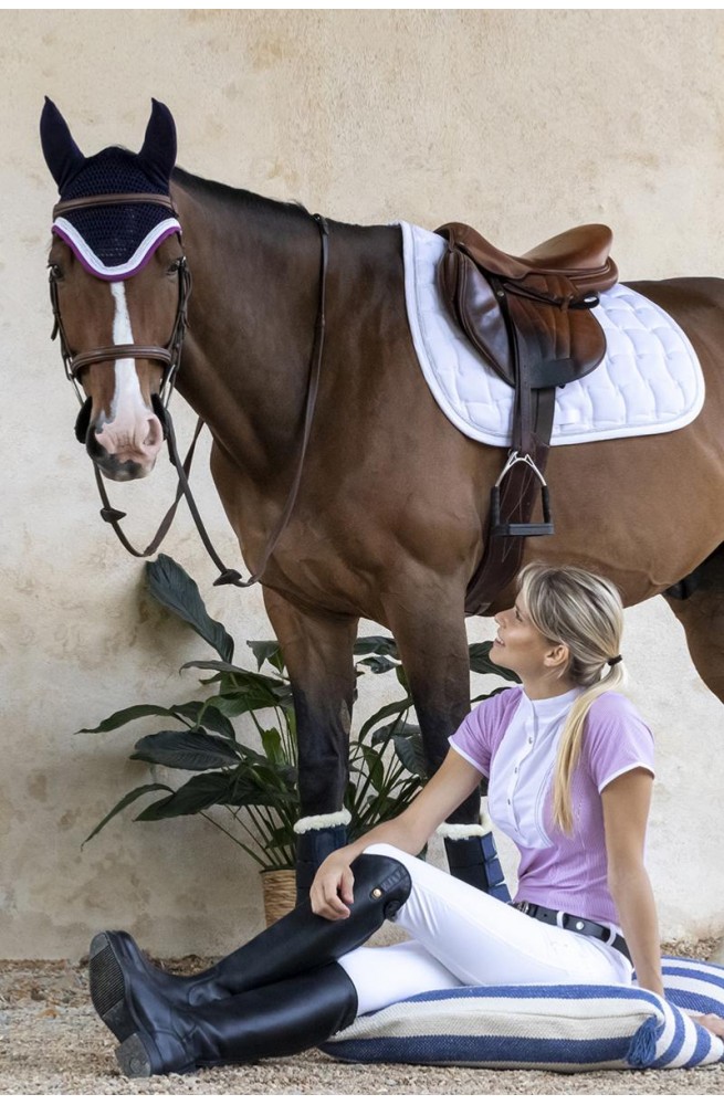 Tapis de selle blanc, tapis de dressage blanc (concours équitation)