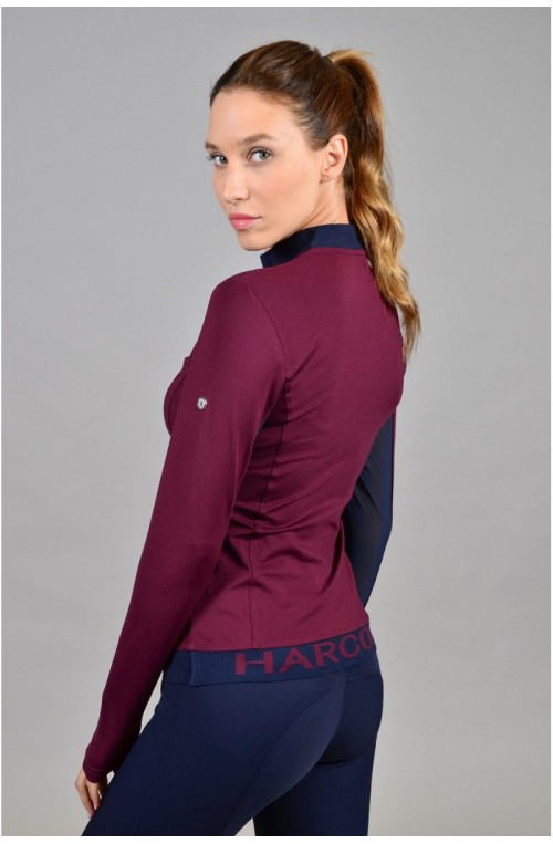 Polo technique harcour pepita bordeaux/xs